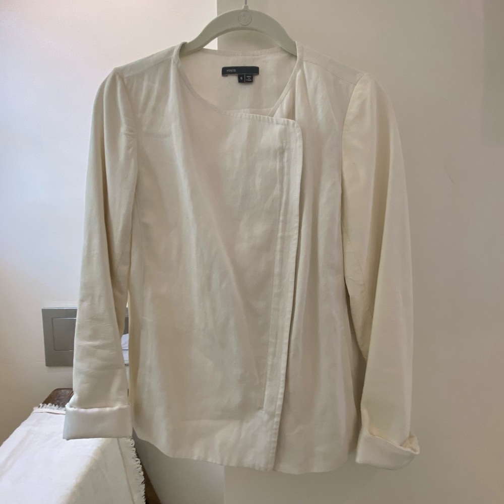 Vince White Cotton/Linen/Leather Jacket | 6